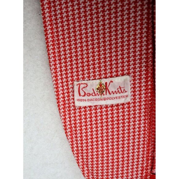 VINTAGE 1970s RED & WHITE HOUNDSTOOTH  BLAZER JACKET - BODIN KNITS - SIZE S/M - Picture 5 of 8